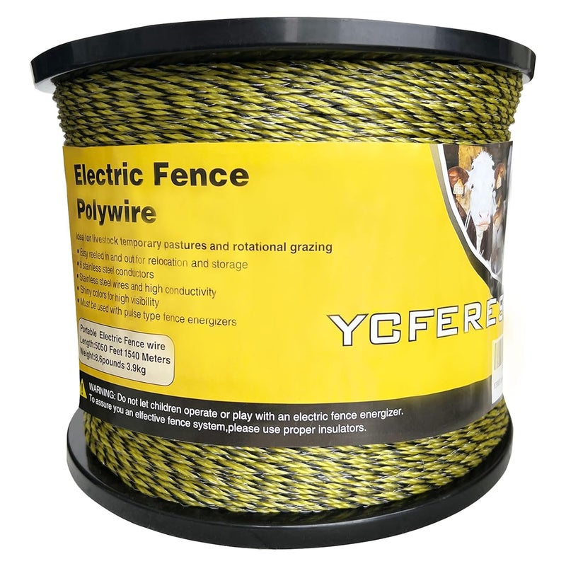 YCFERESY Upgraded Electric Fence Polywire 5050 Feet 1540 Meters, 6 Stainless Steel Strands for Reliable Conductivity and Rust Resistance, Portable Electric Fencing,UV, Rust Resistant - Image 1